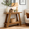 43 Inch Solid Wood Entryway Console Table 2 Tier Small Farmhouse Sofa Table Behind Couch 43.31 W 11.61 D 31.5 H