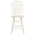 43.5 In.H White Finish Low Back Metal Frame Barstool Wood Seat Set Of 2 45