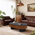 43.7 Black Walnut Elliptical Coffee Table Removable Top Hidden Storage For Any Room
