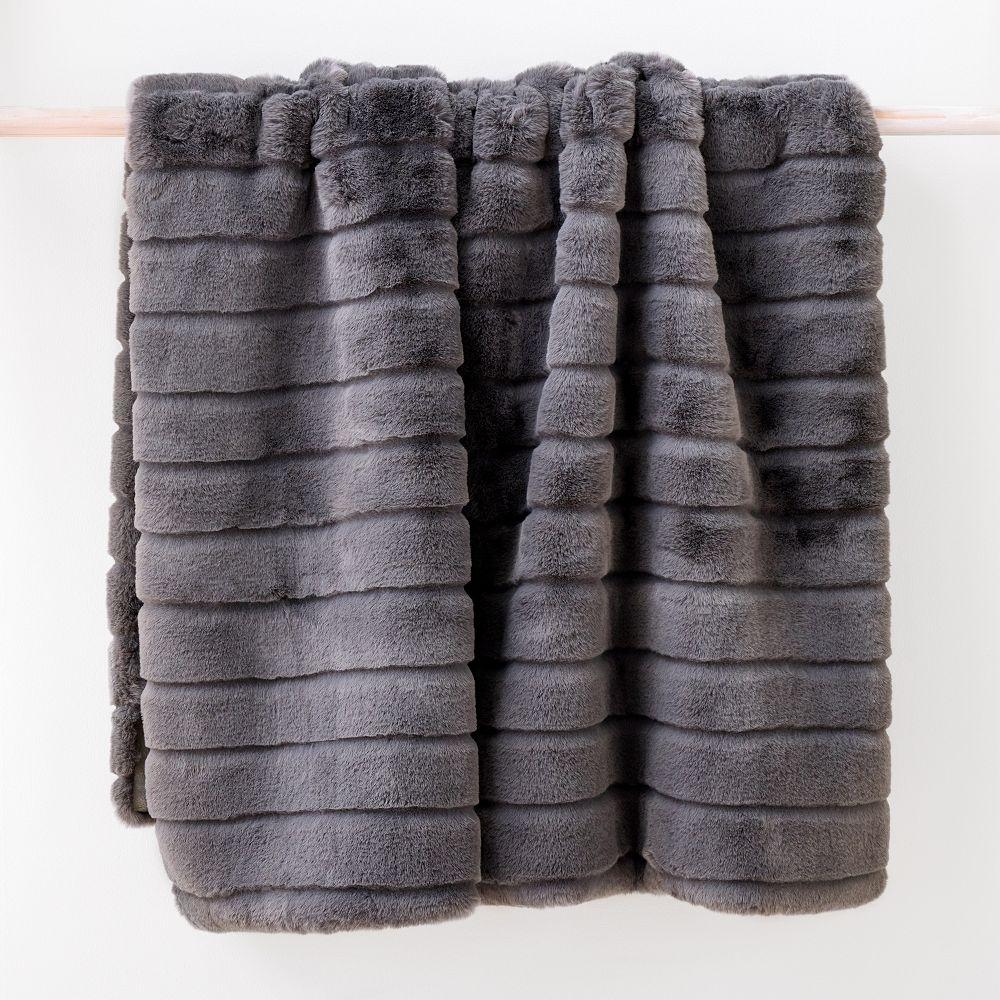 Faux Fur Chinchilla Stripe Throw