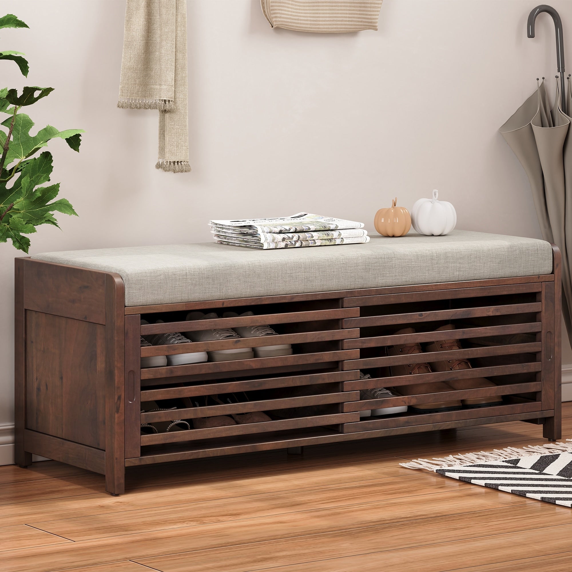 43 Distressed Shutter Storage Bench With Retro Charm For Living Room