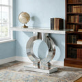43 Modern Mirrored Console Table With O Shaped Base For Living Room Or Entryway