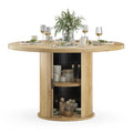 43 Round Dining Table For 4 People Small Wood Kitchen Table With Sturdy Metal Base Modern Round Dinner Table