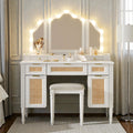 44.37 Makeup Vanity Desk With 13 Hollywood Bulbs Tri Fold Mirror 5 Drawers And Charging Station