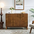 44.3 Modern Buffet Cabinet With Storage Farmhouse Sideboard With Vertical Stripe Patchwork Design Adjustable Shelves