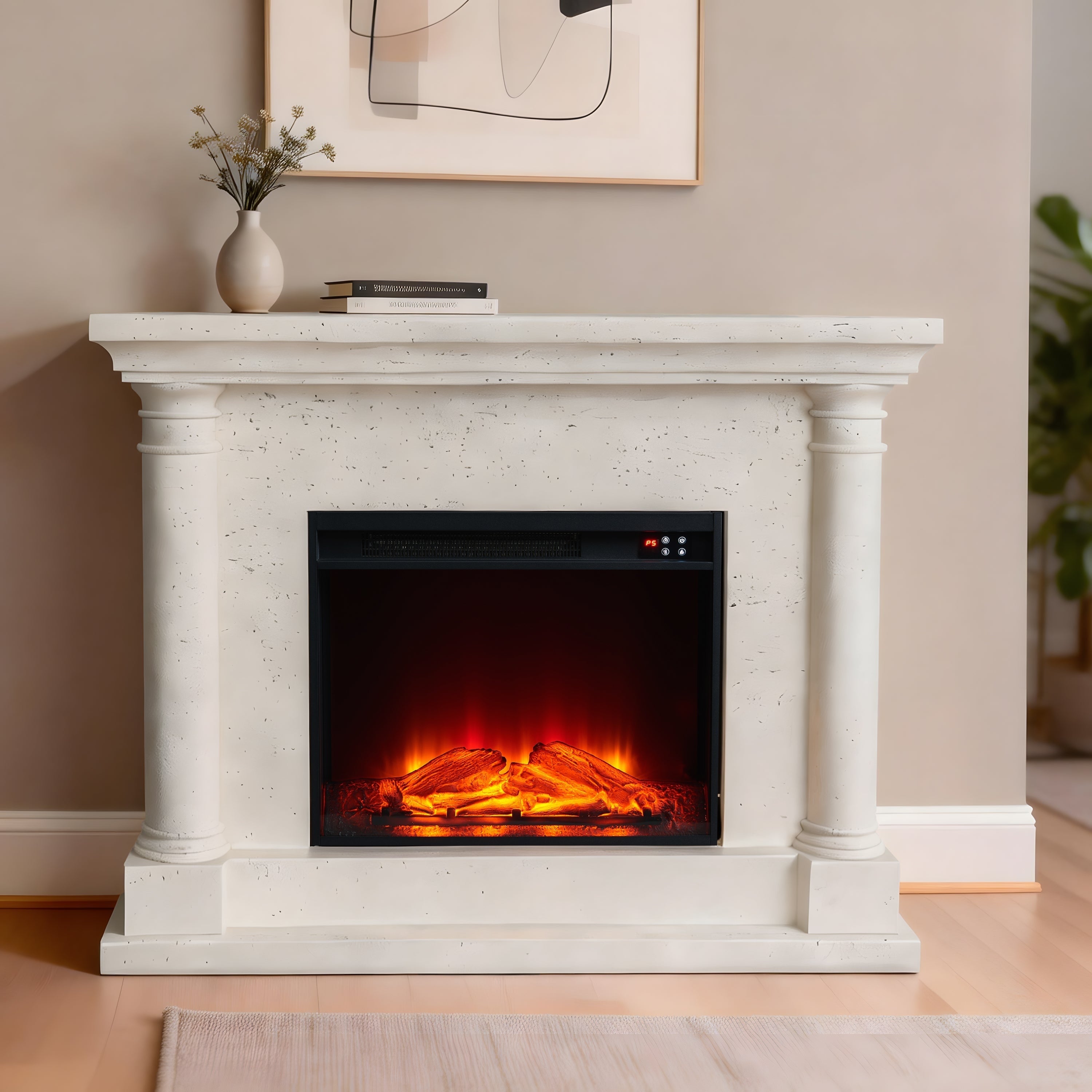 44.5 Mgo Freestanding Mantel With 23 Electric Fireplace Insert For Living Room Bedroom