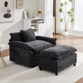 44.5 Modern Accent Chair With Ottoman Living Room Club Chair Chenille Upholstered Armchair Reading Chair For Bedroom
