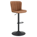 44.75 In.H Clear Finish Low Back Metal Frame Barstool Leather Seat Set Of 2 46.25
