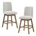 44.75 In.H Clear Finish Low Back Wood Frame Barstool Polyester Seat Set Of 2 46.25