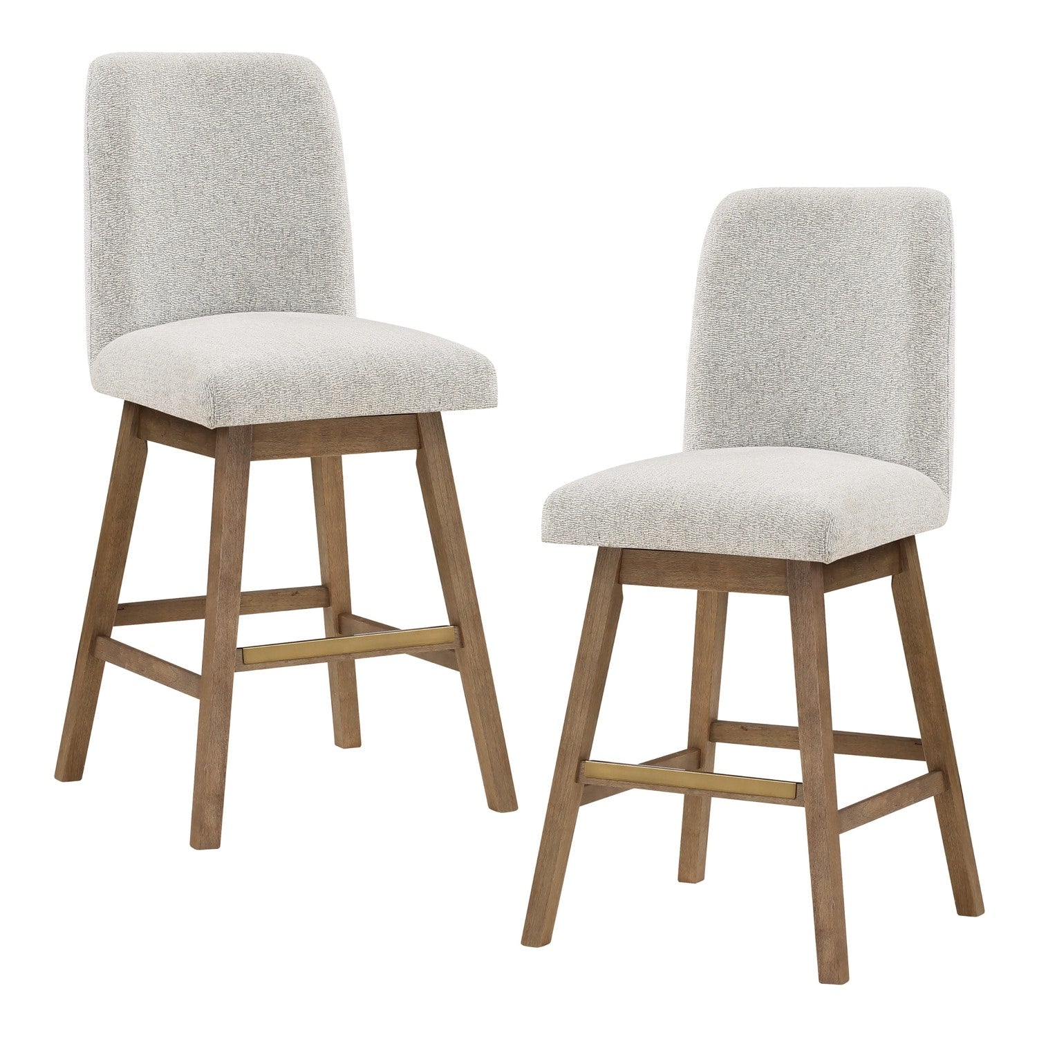 44.75 In.H Clear Finish Low Back Wood Frame Barstool Polyester Seat Set Of 2 46.25
