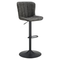 44.75 In.H Gray Finish Low Back Metal Frame Barstool Leather Seat Set Of 2 46.25