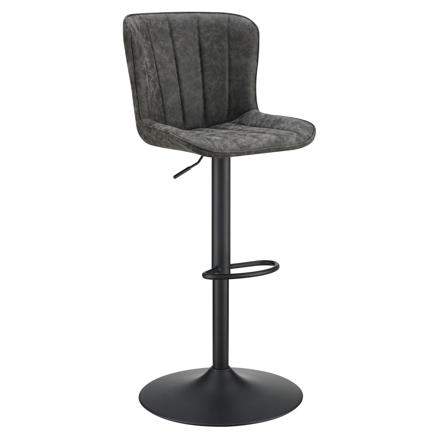 44.75 In.H Gray Finish Low Back Metal Frame Barstool Leather Seat Set Of 2 46.25