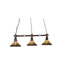 45 In. Long Tiffany Jeweled Peacock 3 Light Island Pendant