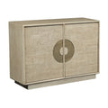 46 In. Tan Solid Wood 2 Door Media Credenza_Accent Cabinet