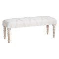 46 In. White Upholstered Accent Bench With Cream Solid Wood Frame