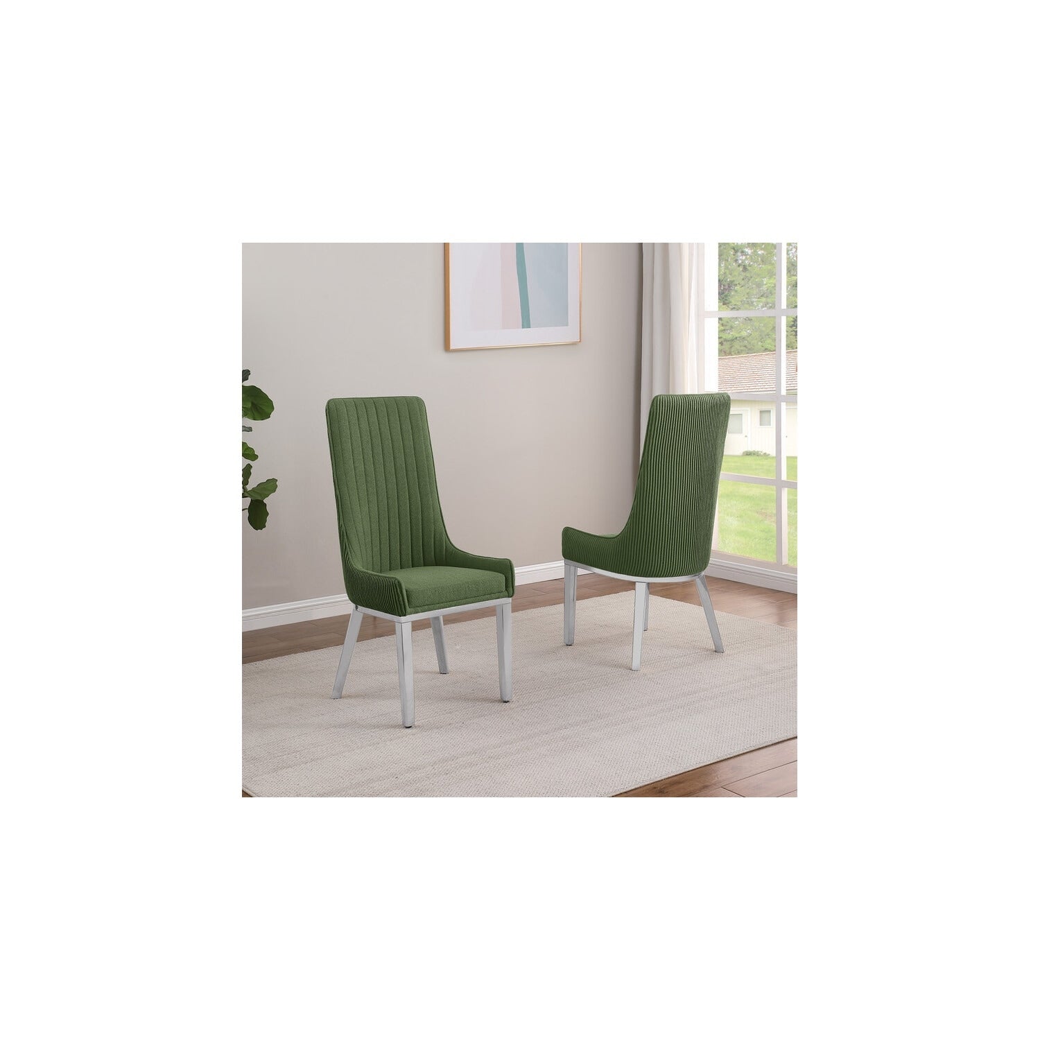 46 In.H Gray Finish High Solid Back Armless Dining Chair With Fabric Seat Material