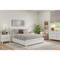 46 In.H White Wood Frame Queen Size Panel Bed With Microfiber Upholstery Material And Bed Frame Mounted