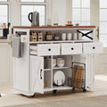46.5 Farmhouse Kitchen Island With Drop Leaf Drape Of Beads Power Outlet 3 Drawers Internal Iron Shelf