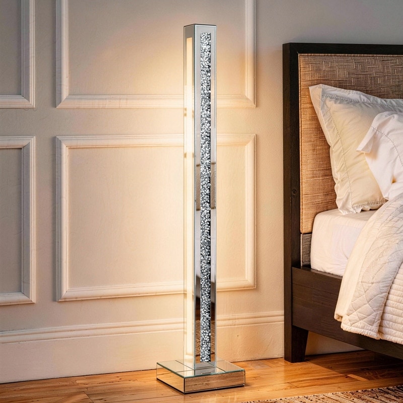 46.8 H Modern Minimalist Crystal Inset Floor Lamp