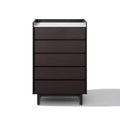 46.8 Modi Wenge 5 Drawer Accent Chest With Faux Marble Top Manufactured Wood