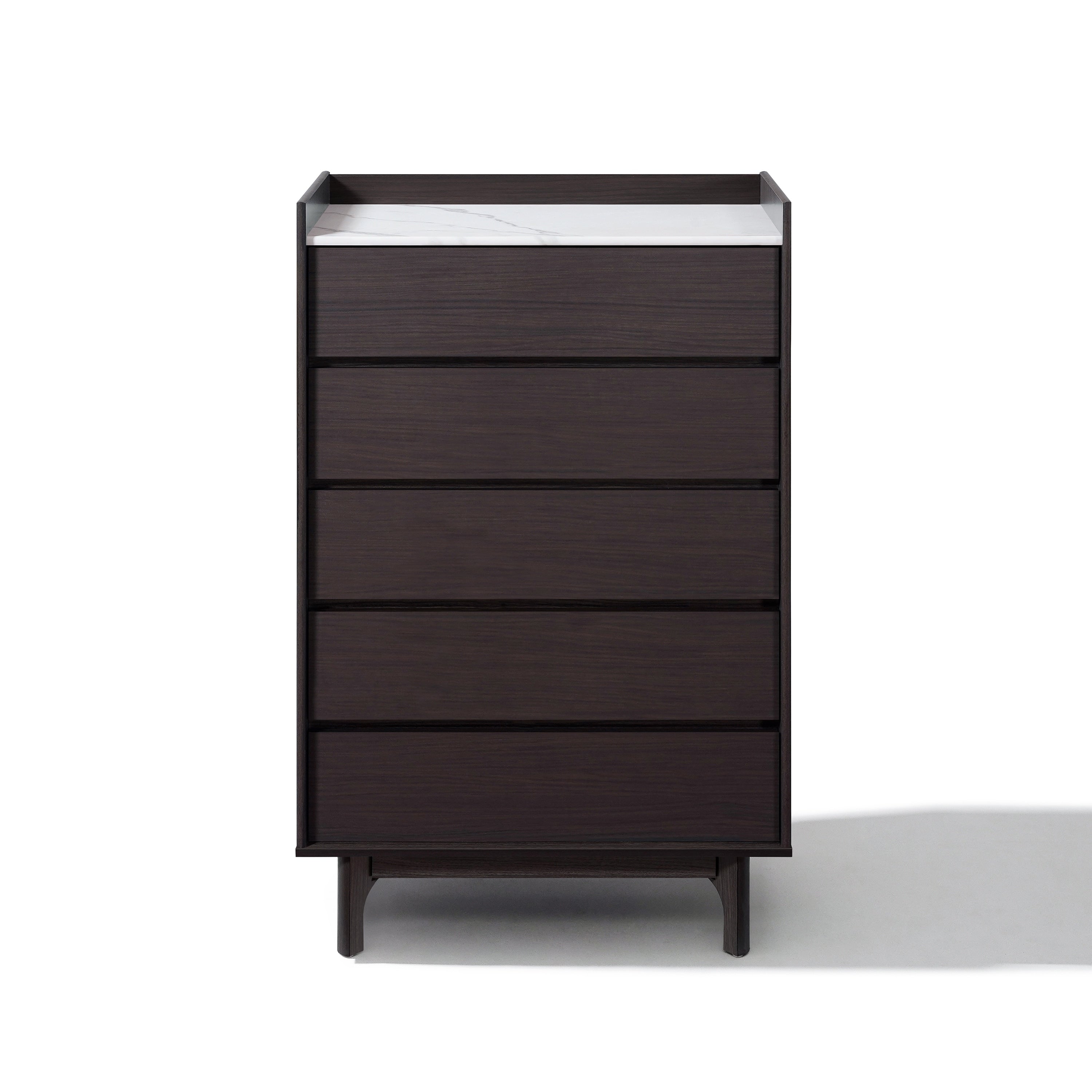 46.8 Modi Wenge 5 Drawer Accent Chest With Faux Marble Top Manufactured Wood