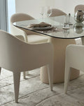 Stone 47in Round White Concrete Dining Table with Glass Top