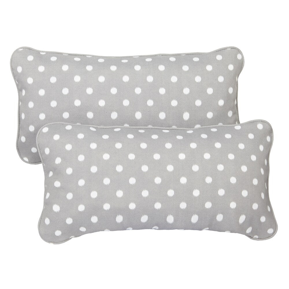 Grey Dots Corded 12 X 24 Inch Indoor Outdoor Lumbar Pillows Set Of 2