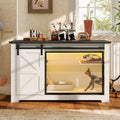 46 Farmhouse Cat Litter Box Enclosure With Sliding Barn Door Large Hidden Acrylic Door Cat Cabienet With Led Light