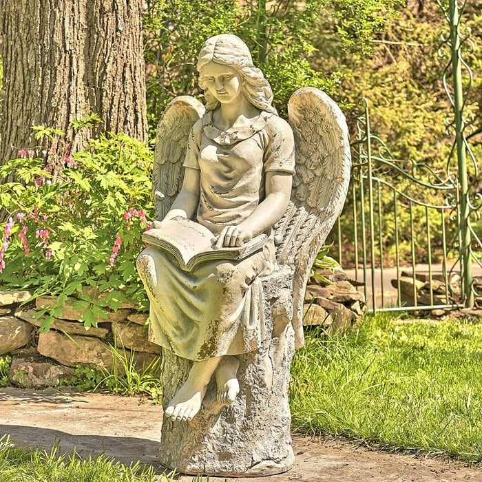46 T Sitting Magnesium Angel Statue Reading Book