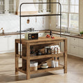 47 Inch Farmhouse Solid Wood Kitchen Island With Storage And 5 Hooks 23.62 D X 47.24 W X 70.08 H