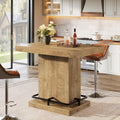 47 Inch Industrial Bar Table With Metal Footrest Rectangular Counter Height Bar Table For Small Bar