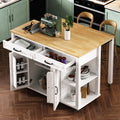 47 Inch Kitchen Island With Extendable Dining Table Veneer Kitchen Cart With Storage Rack And Power Outlet