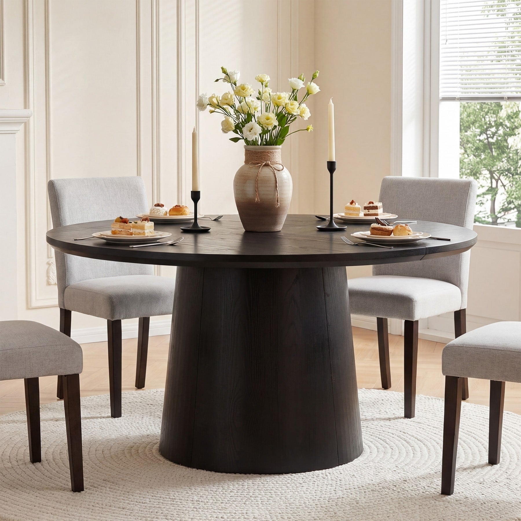 47 Inch Modern Round Dining Table For 4 6 People