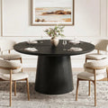 47 Inch Modern Round Dining Table For 4 Sturdy Pedestal Base