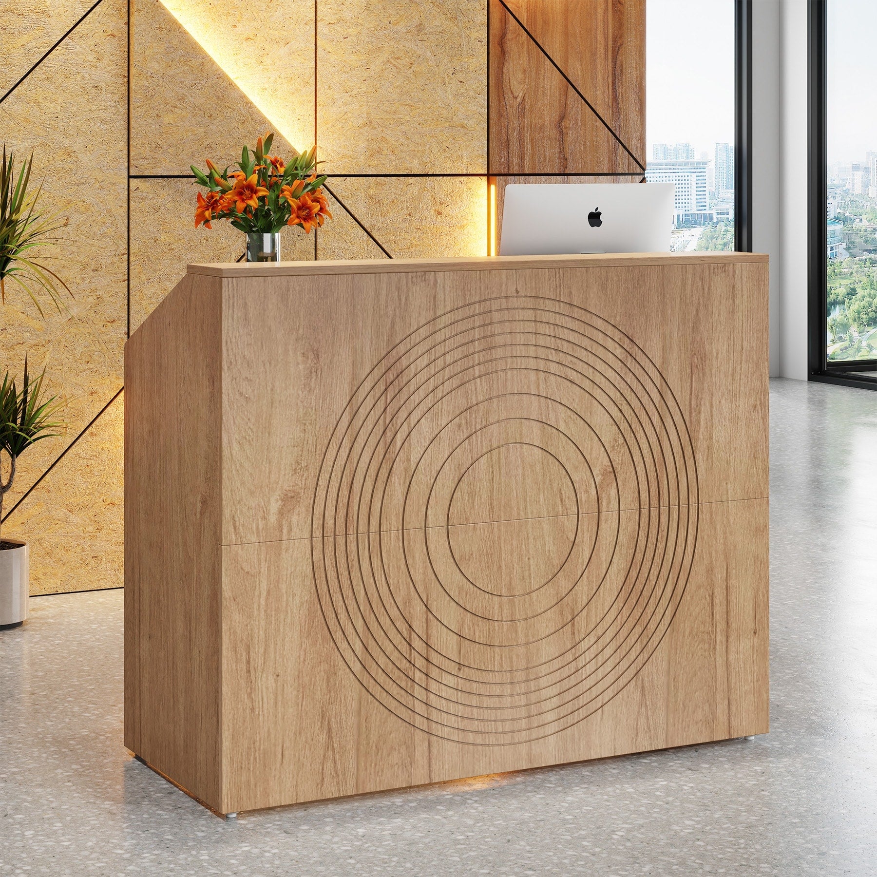 47 Inch Office Table With Cable Grommet Reception Desk For Checkout Lobby