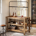 47 Inch Solid Wood Bar Table Home Bar Unit With Storage And 5 Hooks 23.62 D X 47.24 W X 70.08 H