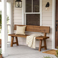 47 Inch Solid Wood Entryway Bench With Backrest