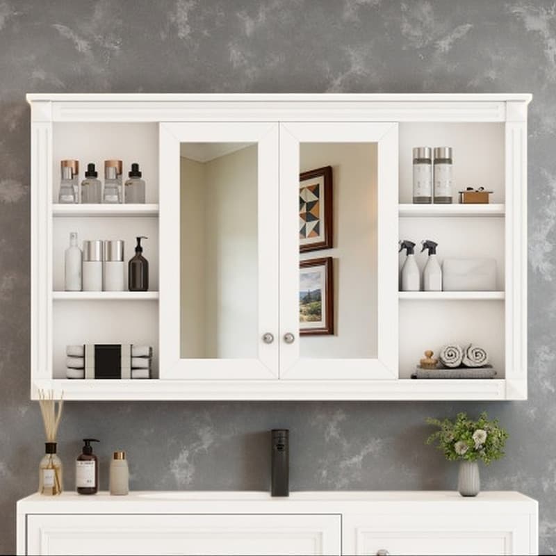 47 Inch Wall Mounted Mirror Medicine Cabinet With Storage Bathroom Bedroom Vanity Organizer With Adjustable Shelf 3 Heights