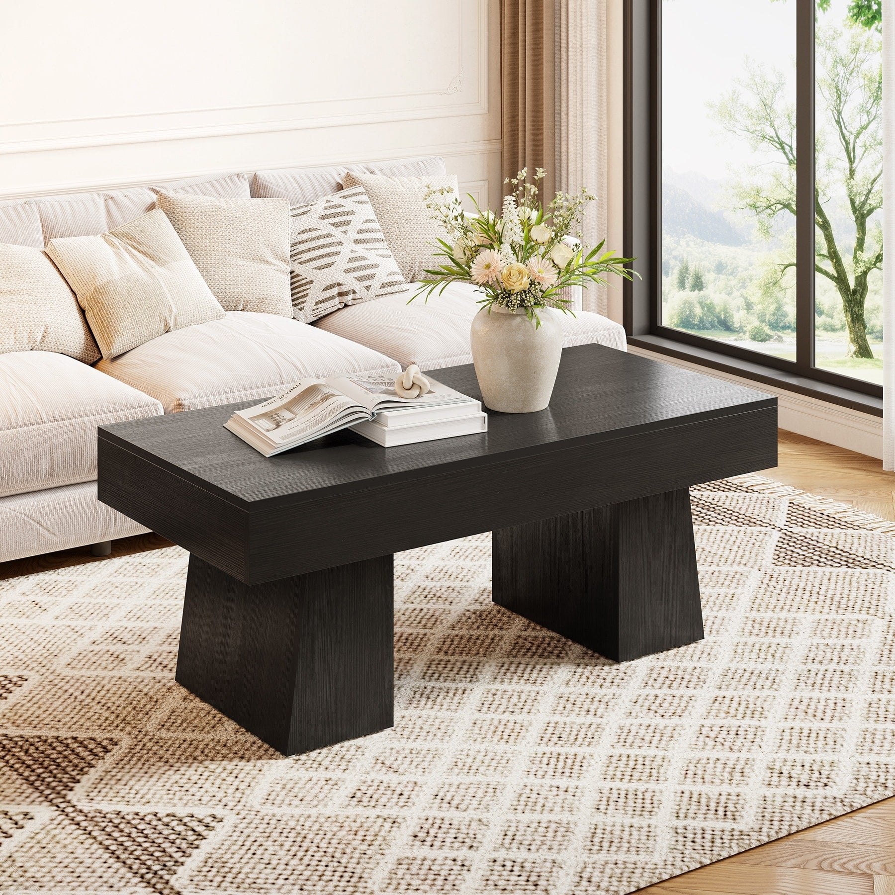 47 Inches Rustic Wooden Rectangular Accent Center Tables