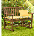 47 In. Lancaster Eucalyptus Wood Outdoor Love Seat Glider