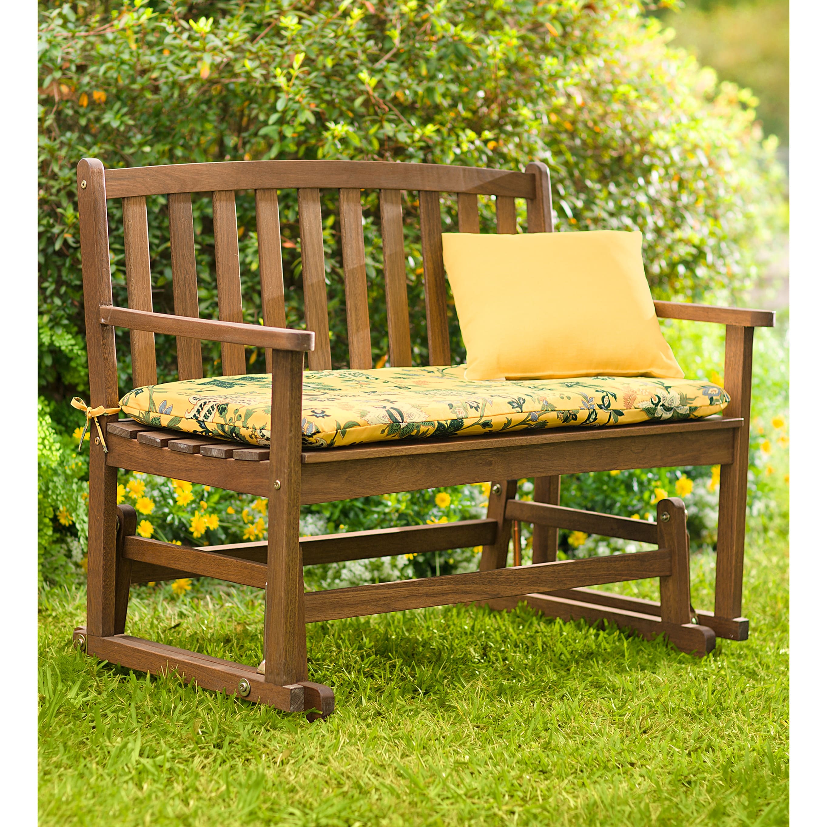 47 In. Lancaster Eucalyptus Wood Outdoor Love Seat Glider