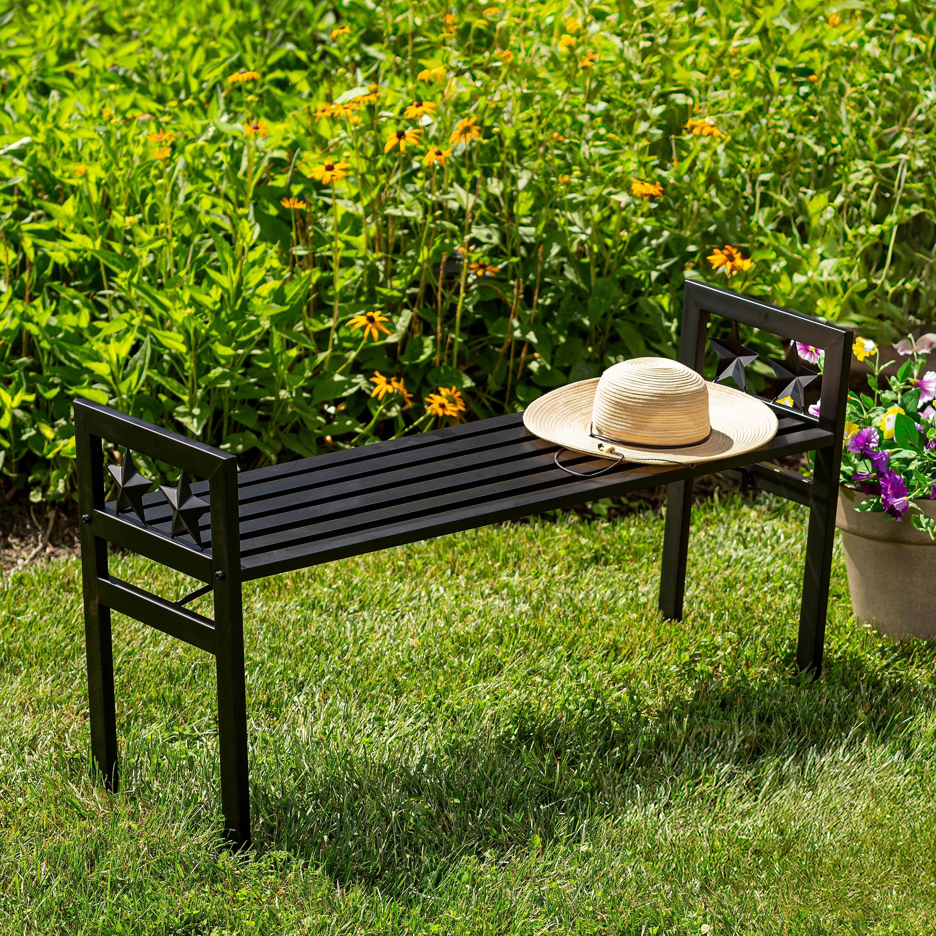 47 In. Metal Star Backless Outdoor Garden Bench