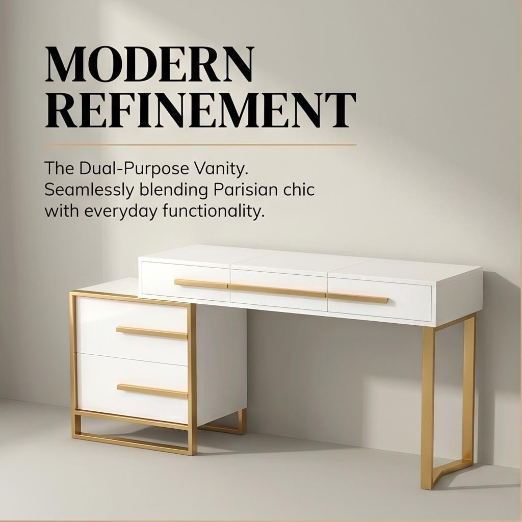 47 Inch Modern White Makeup Vanity Desk