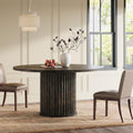 47.2 Inch Round Kitchen Dining Table For 4 6 Fluted Mdf Metal Base