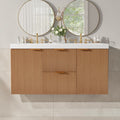 47.24 Inch Double Sink Floating Bathroom Vanity With Smc Top Wall Mounted Mdf Storage Cabinet