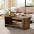 47.24 Inch Farmhouse Coffee Table With 2 Tier Storage Shelf 17.71 H X 47.24 W X 23.62 D