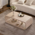 47.24 In Modern Open Frame Elegant Curved Light Wood Coffee Table With Open Storage 23.62