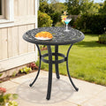 47.24 Inch Black Round Cast Aluminum Patio Table With Umbrella Hole Retro Design