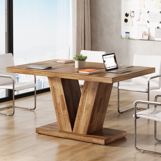 47.24 Inch Executive Desk With Heavy Duty Pedestal V Shape Base Farmhouse Office Home Desk For Home Office