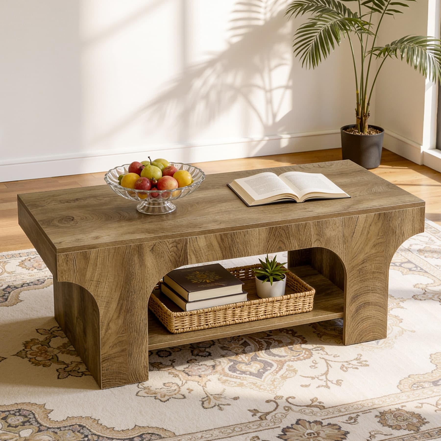47.24 Coffee Table 2 Tier Simple Rectangle Center Table For Living Room